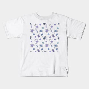 Sewing Blue Cotton Reels and Buttons Kids T-Shirt